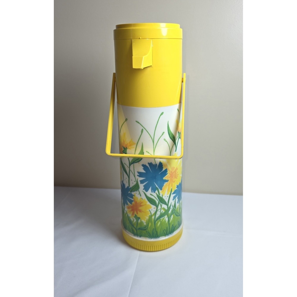 Vintage 1970s Aladdin‎ Pump-A-Drink Dispenser Floral Fantasy Insulated Thermos